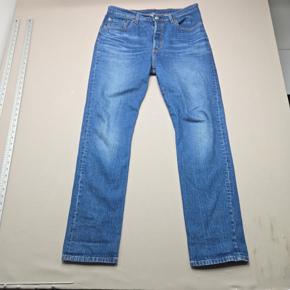 Levis 501 Original Fit Jeans Classic Straight Leg Blue Denim Mens 34x32